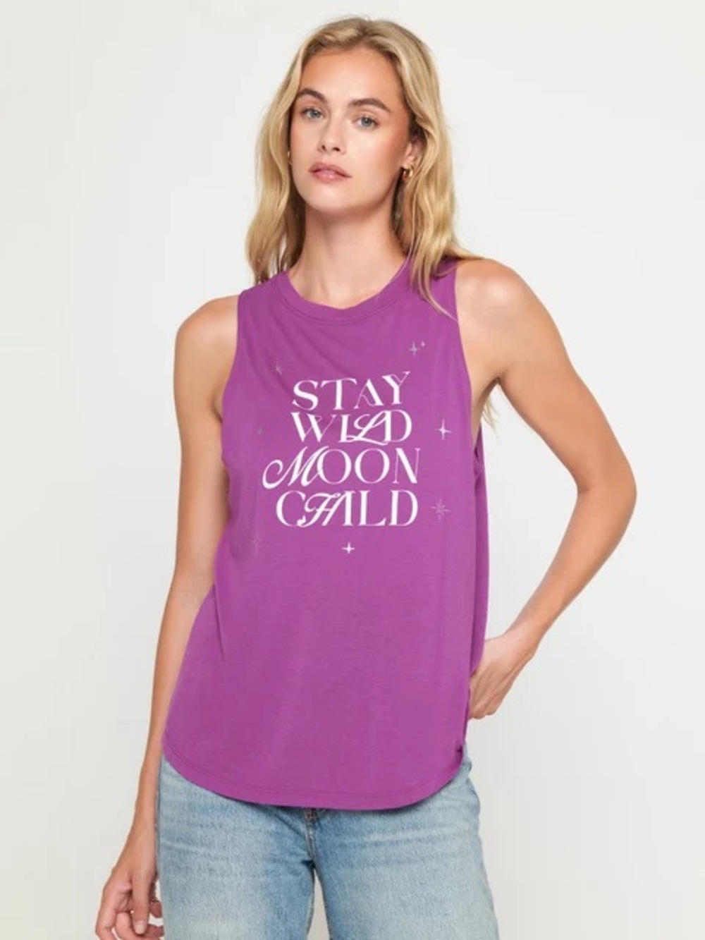 Spiritual Gangster Stay Wild Moon Child Amethyst Tank XL NWT
